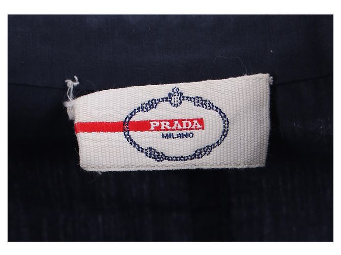 Abito camicia midi con cintura Prada in cotone blu navy - vista 9