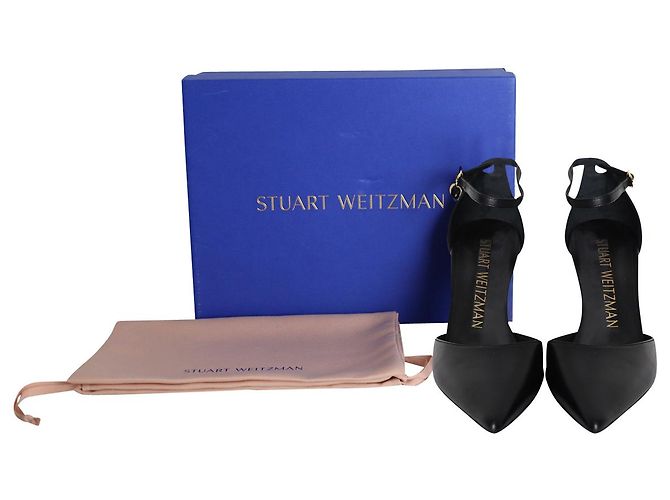 Stuart Weitzman Stuart 85 Riemchenpumps aus schwarzem Kalbsleder - Ansicht 9
