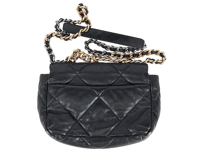 Bolso Chanel 19 Grande acolchado en cuero negro - vista 4