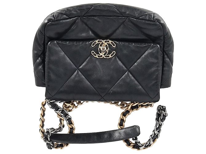 Bolso Chanel 19 Grande acolchado en cuero negro - vista 9