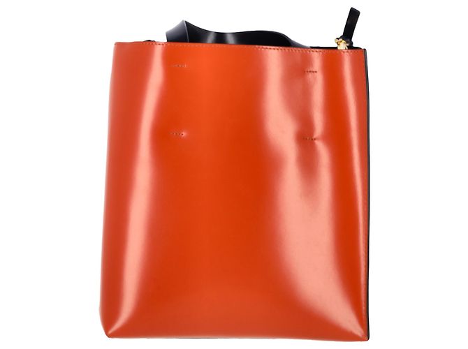 Borsa tote piccola Marni Museo in pelle arancione - vista 3