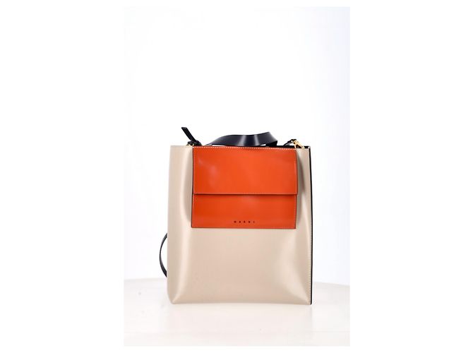 Borsa tote piccola Marni Museo in pelle arancione - vista 9