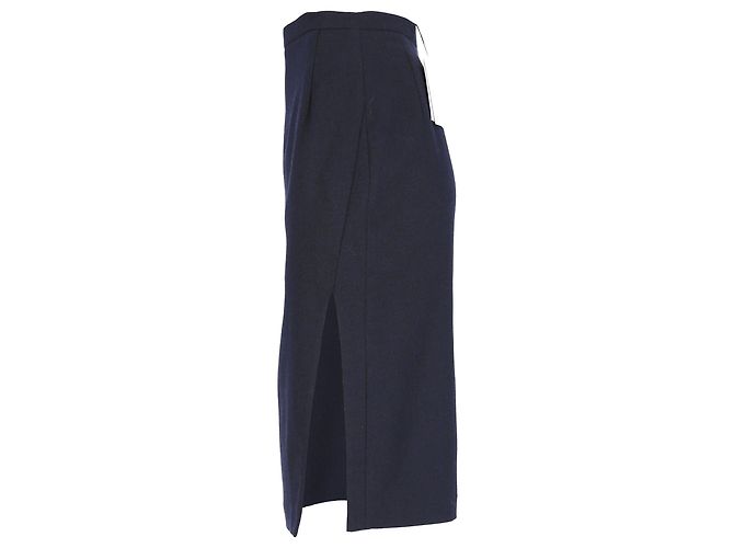 Altuzarra Midi-Bleistiftrock mit seitlichem Schlitz aus marineblauer Wolle - Ansicht 2