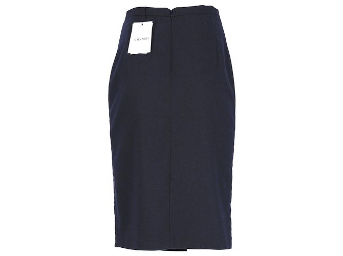 Altuzarra Midi-Bleistiftrock mit seitlichem Schlitz aus marineblauer Wolle - Ansicht 3