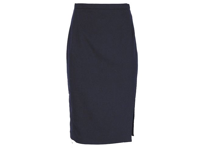 Altuzarra Midi-Bleistiftrock mit seitlichem Schlitz aus marineblauer Wolle - Ansicht 7