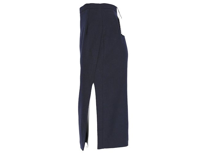 Altuzarra Midi-Bleistiftrock mit seitlichem Schlitz aus marineblauer Wolle - Ansicht 8