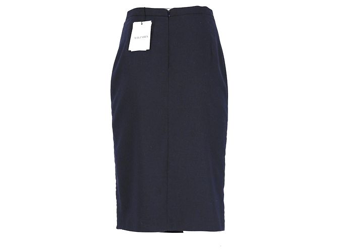 Altuzarra Midi-Bleistiftrock mit seitlichem Schlitz aus marineblauer Wolle - Ansicht 9