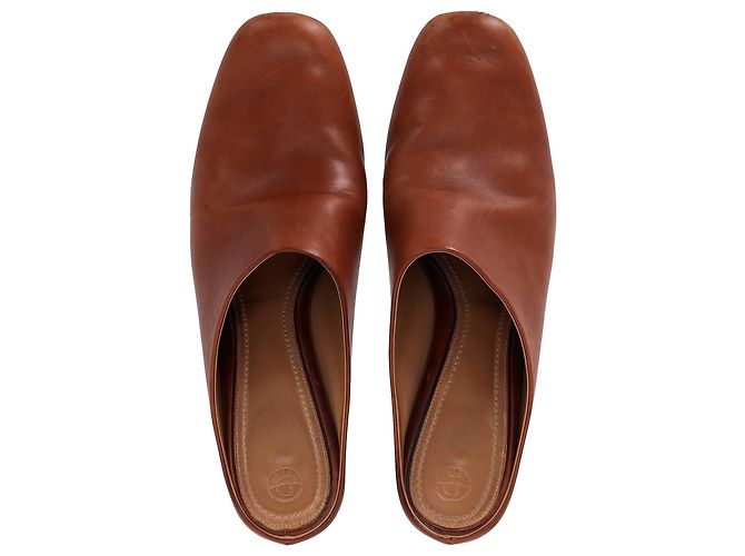 Las mules de tacón Adela de The Row en cuero marrón Castaño Roja - vista 5