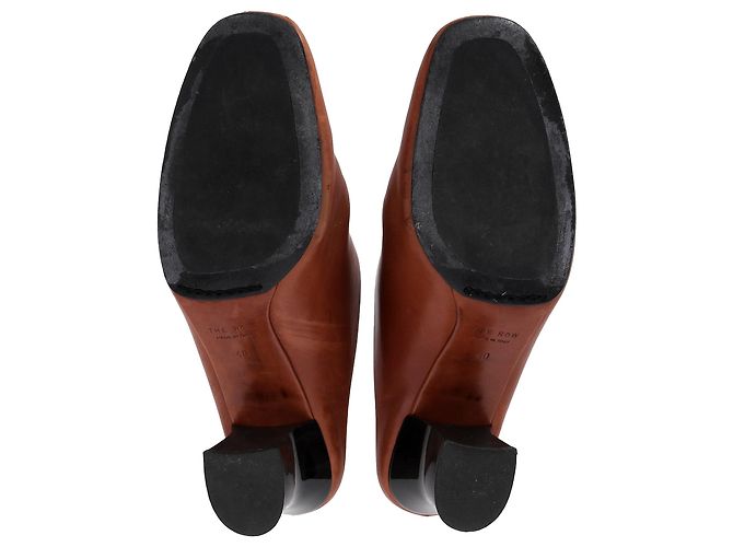 Las mules de tacón Adela de The Row en cuero marrón Castaño Roja - vista 6