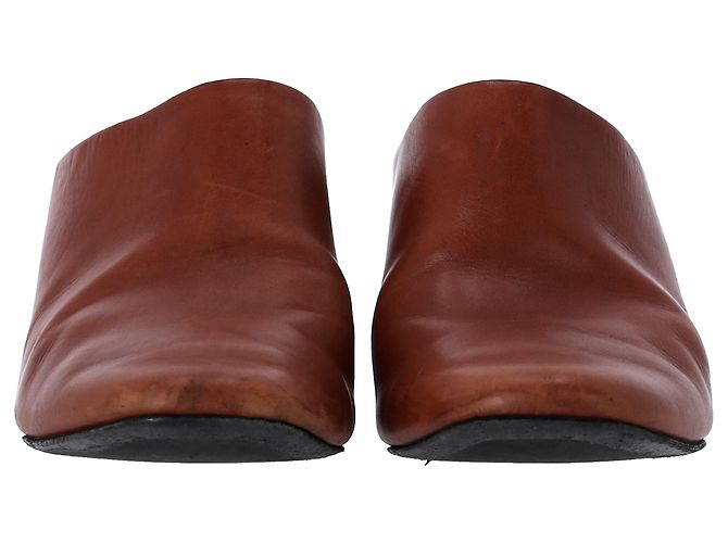 Las mules de tacón Adela de The Row en cuero marrón Castaño Roja - vista 9