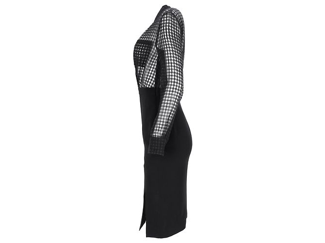 Altuzarra Ludovicio Gingham gerafftes Midikleid aus schwarzer Baumwolle - Ansicht 2