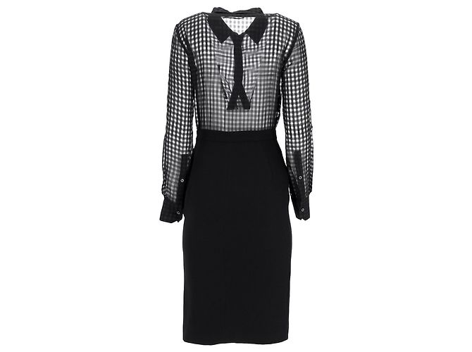 Altuzarra Ludovicio Gingham gerafftes Midikleid aus schwarzer Baumwolle - Ansicht 3