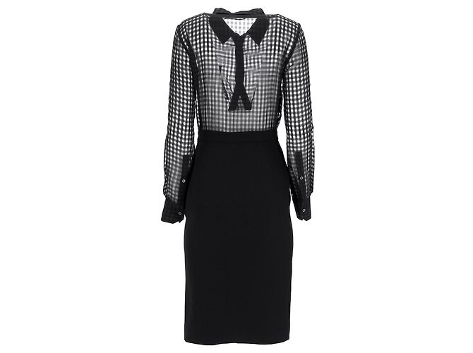Altuzarra Ludovicio Gingham gerafftes Midikleid aus schwarzer Baumwolle - Ansicht 8
