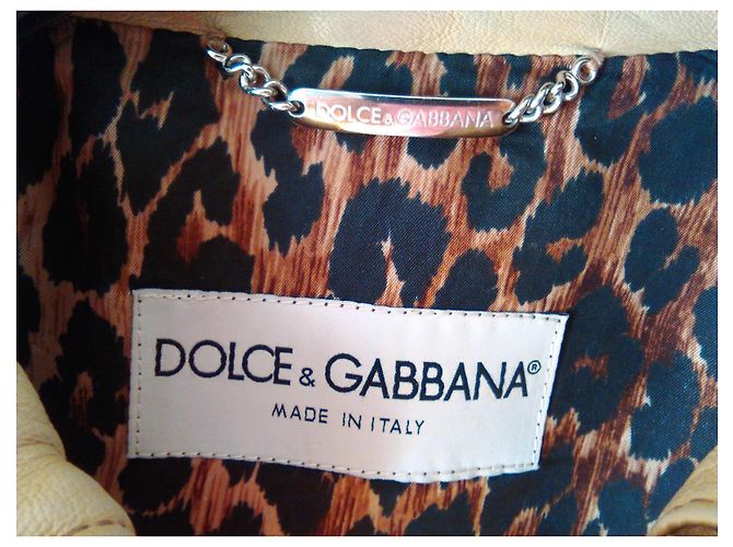 DOLCE & GABBANA CHAQUETA DE CUERO CON EFECTO DESGASTADO. Beige - vista 5