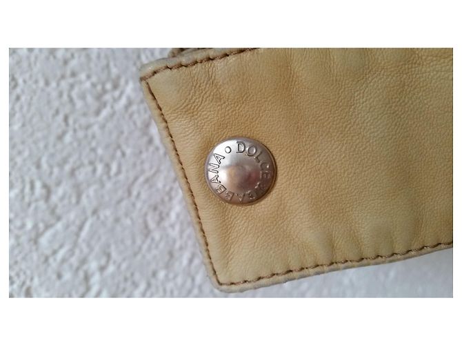 DOLCE & GABBANA CHAQUETA DE CUERO CON EFECTO DESGASTADO. Beige - vista 9