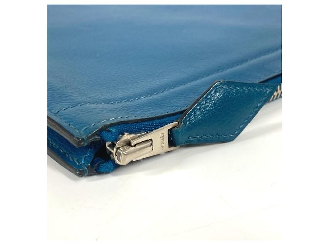 Hermès Borsa clutch in pelle blu Hermes - vista 4