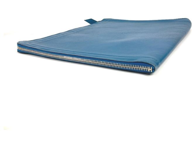 Hermès Borsa clutch in pelle blu Hermes - vista 6
