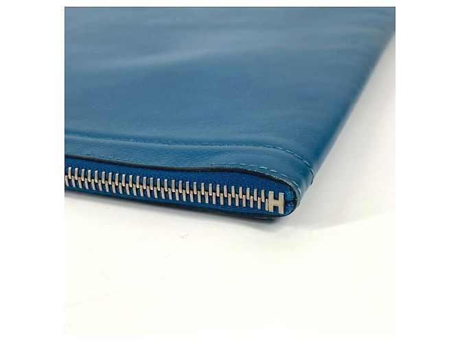 Hermès Borsa clutch in pelle blu Hermes - vista 7