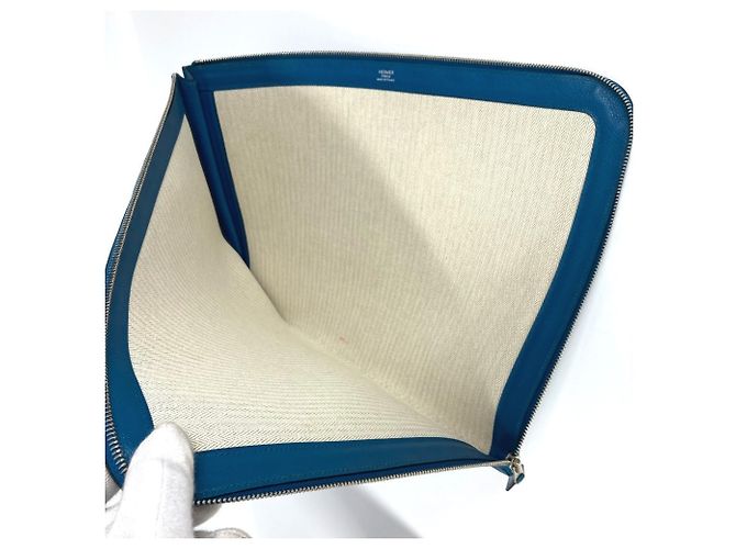 Hermès Borsa clutch in pelle blu Hermes - vista 9