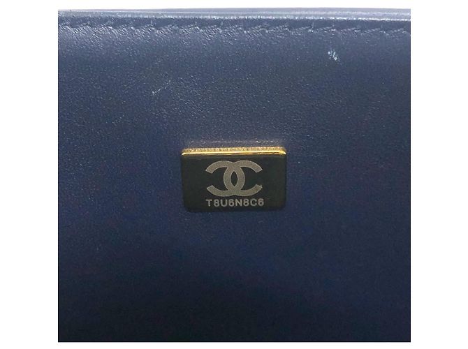 Timeless Borsa a Spalla Chanel Matelassé Double Flap 2.55 Blu navy - vista 12