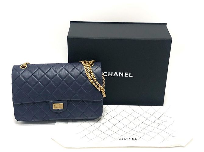 Timeless Borsa a Spalla Chanel Matelassé Double Flap 2.55 Blu navy - vista 18
