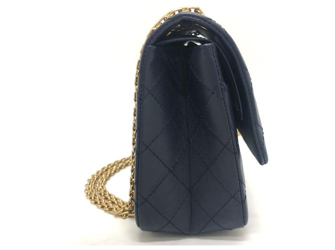 Timeless Borsa a Spalla Chanel Matelassé Double Flap 2.55 Blu navy - vista 3