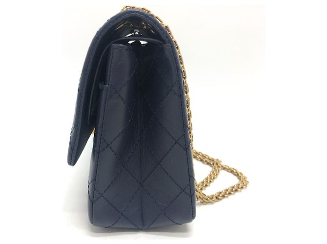 Timeless Borsa a Spalla Chanel Matelassé Double Flap 2.55 Blu navy - vista 4