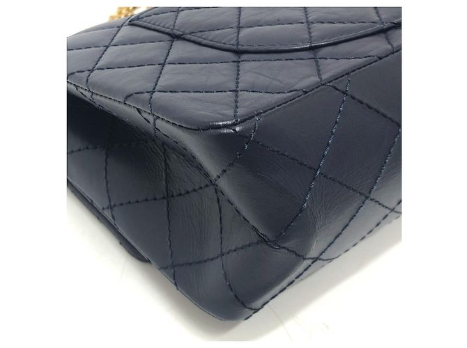Timeless Borsa a Spalla Chanel Matelassé Double Flap 2.55 Blu navy - vista 7