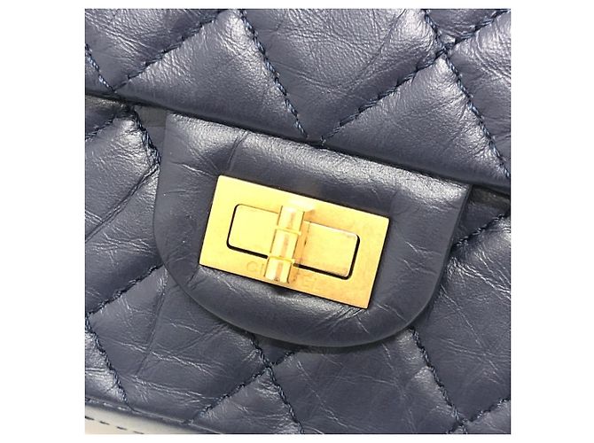 Timeless Borsa a Spalla Chanel Matelassé Double Flap 2.55 Blu navy - vista 8