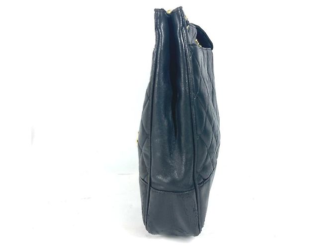 Borsa a spalla trapuntata vintage Chanel Nero D'oro - vista 4
