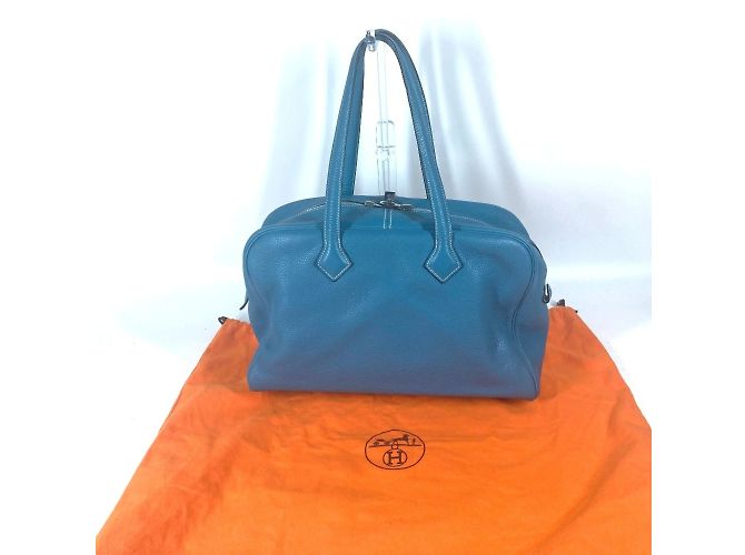 Hermès Sac à main épaule Hermes Victoria 35 Bleu - vue 11