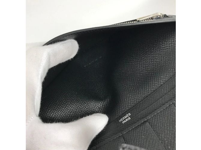 Hermès Cartera larga de cuero Epsom Hermes Negro - vista 12