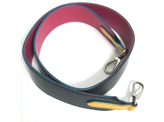 Cinghia a spalla in pelle Epi Louis Vuitton Nero Rosa Blu Giallo - vista 8