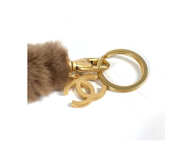 Coleira de pele CC Coco Mark da Chanel Marrom Dourado - vista 4