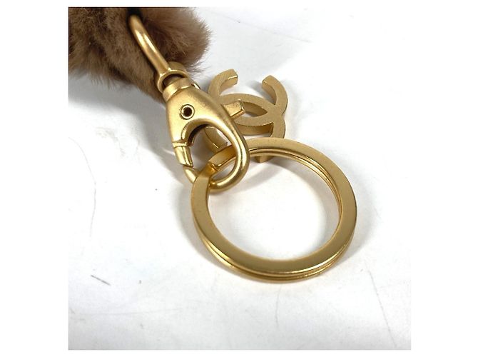 Coleira de pele CC Coco Mark da Chanel Marrom Dourado - vista 5