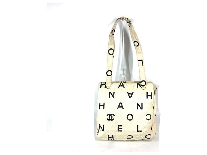 Timeless Chanel Vintage CC Coco Mark Logo Schultertasche Schwarz Weiß - Ansicht 2