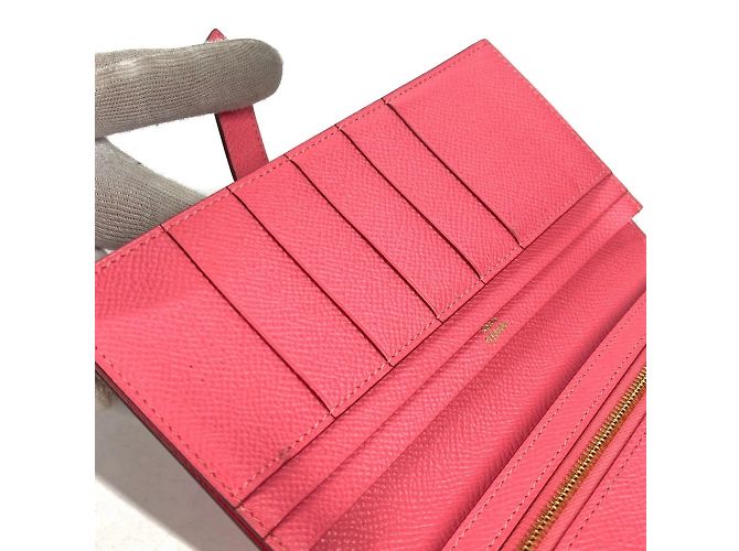 Hermès Portefeuille long bi-fold en cuir Epsom rose Hermes - vue 10
