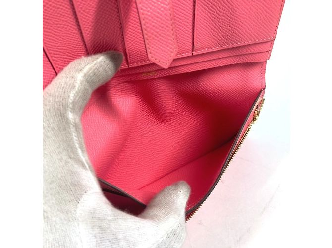 Hermès Portefeuille long bi-fold en cuir Epsom rose Hermes - vue 12