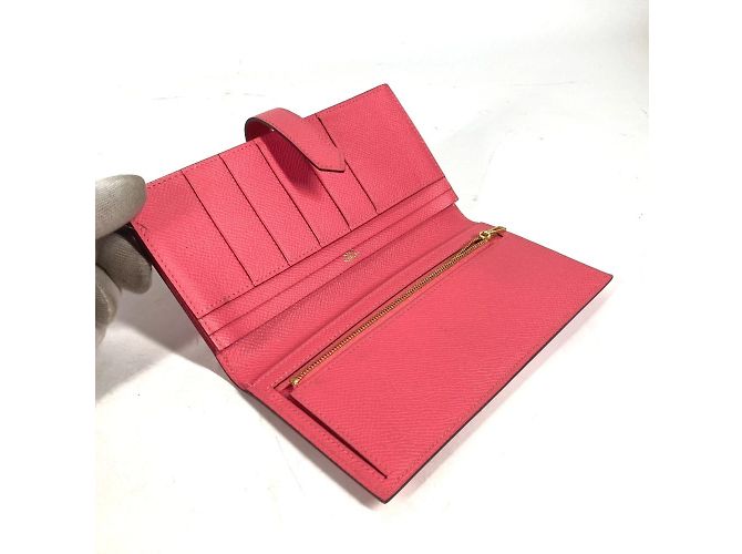 Hermès Portefeuille long bi-fold en cuir Epsom rose Hermes - vue 7