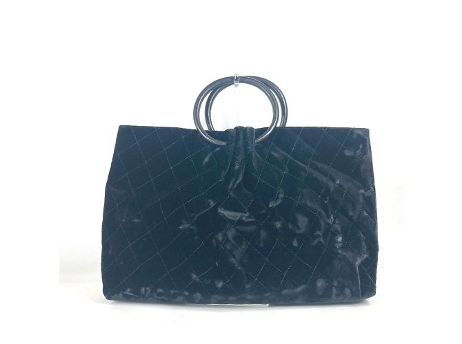 Chanel Matelassé gesteppte Velours-Tasche Schwarz - Ansicht 2
