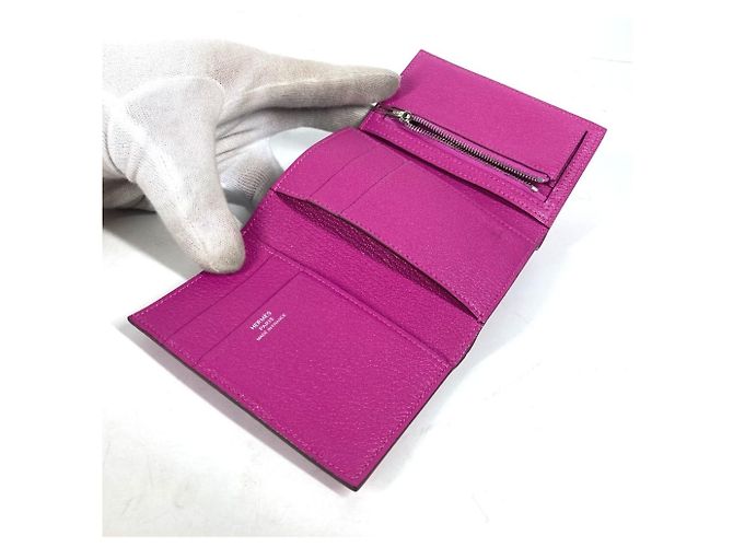 Hermès Hermes Bearn Kompaktkombinationsgeldbörse Pink Lila - Ansicht 9