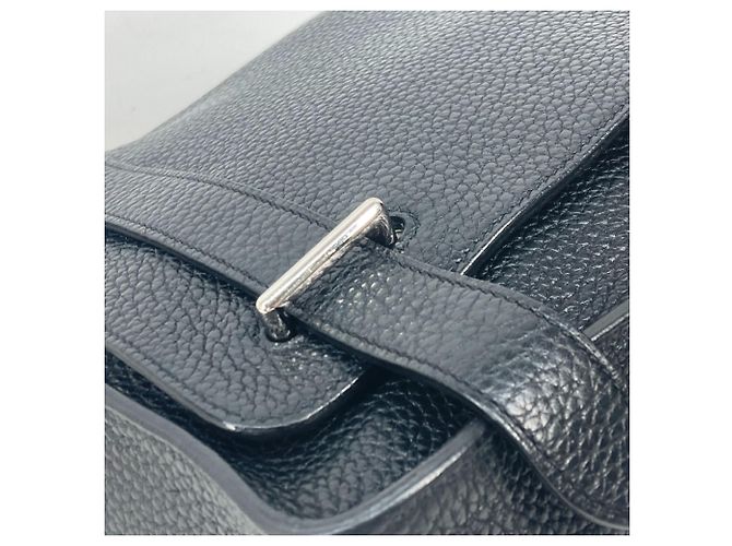 Hermès Bicolor Steve Caporal 27 Klappentasche Schwarz Blau - Ansicht 11