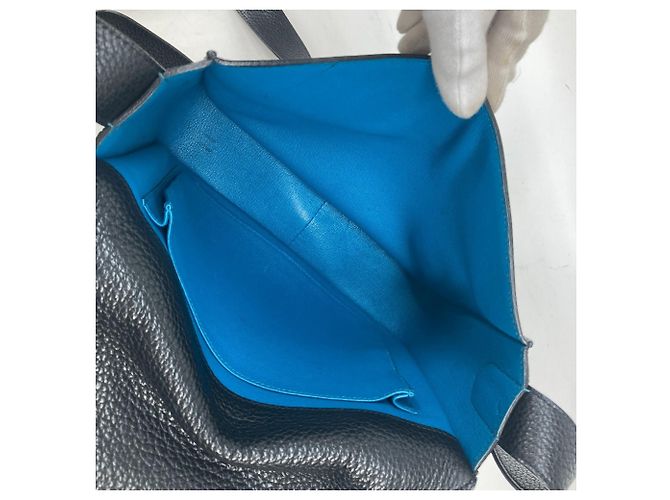 Hermès Bicolor Steve Caporal 27 Klappentasche Schwarz Blau - Ansicht 14