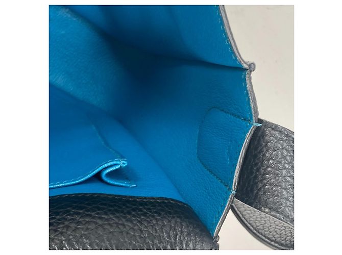 Hermès Bicolor Steve Caporal 27 Klappentasche Schwarz Blau - Ansicht 16