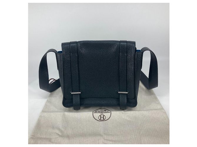 Hermès Bicolor Steve Caporal 27 Klappentasche Schwarz Blau - Ansicht 3