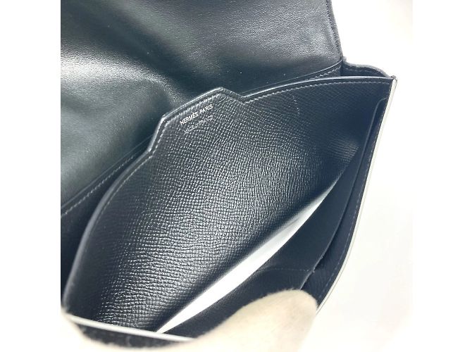 Hermès Hermes Langer Geldbeutel aus schwarzem Epsom-Leder - Ansicht 12