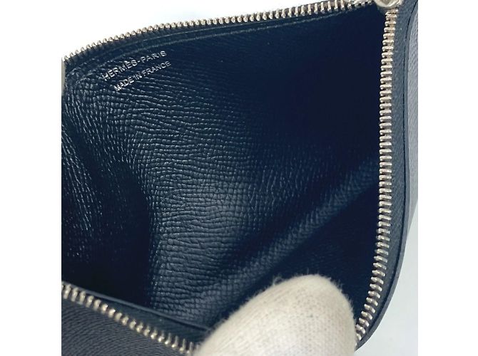 Hermès Hermes Langer Geldbeutel aus schwarzem Epsom-Leder - Ansicht 13