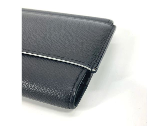 Hermès Hermes Langer Geldbeutel aus schwarzem Epsom-Leder - Ansicht 6