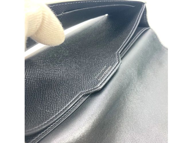 Hermès Hermes Langer Geldbeutel aus schwarzem Epsom-Leder - Ansicht 9