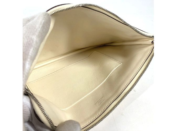 Hermès Borsa clutch in pelle avorio Hermes Crudo - vista 11